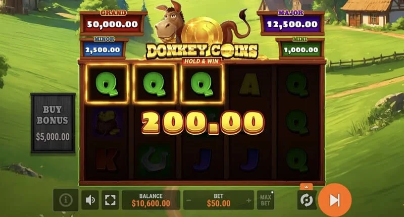 Donkey Coins Hold & Win - activación del modo Hold & Win